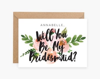 Personalised - Custom - Will you be my Bridesmaid - Maid of Honor - Wedding - Invitation - Flower Girl - Floral - Rustic Flowers House Party