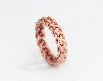 Rose Gold eternity band, Braided 14k Solid gold ring Solid Gold Braided Ring Braided wedding band Braided Band Gold Wedding Ring 14k Gold