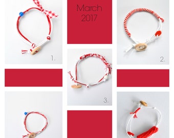 March bracelet- red and white wrap bracelet- spring bracelet- greek traditional bracelet- martakia