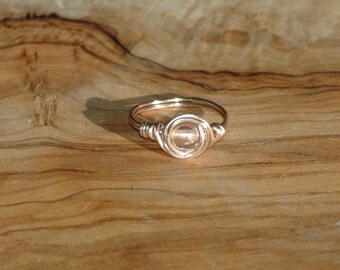 Handmade Rose Gold Ring, wrapped wire ring, rose gold ring, Czech bead, fashion ring, handmade ring, gift for her, Arcturus Creations