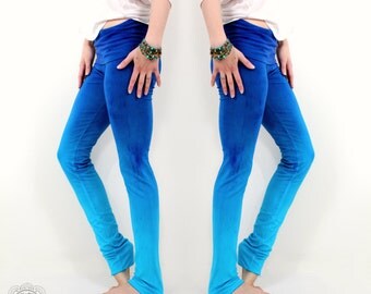 Yoga Leggings - Blue Ombre Athletic Pants - Yoga Clothing - Festival Fashion - Handmade - Leggings