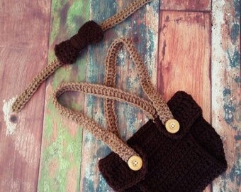 Baby Boy Diaper Cover with Suspenders and Bowtie Crochet Photo Prop Newborn Adjustable 0- 6 months little gentleman