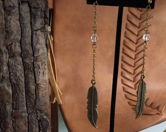 Bohemian feather earrings Long feather earrings Festival earrings