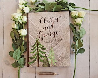 Rustic Trees Guest Book - Country Wedding Guestbook - Custom Mountain Wedding Guest Book - Rustic Woodsy Keepsake - 8 x 10