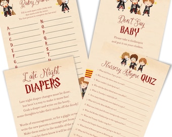 Harry Potter Baby Shower Games - Harry Potter Baby Shower Game Cards - Cute Harry Potter Baby Shower Games - Immediate Digital Download