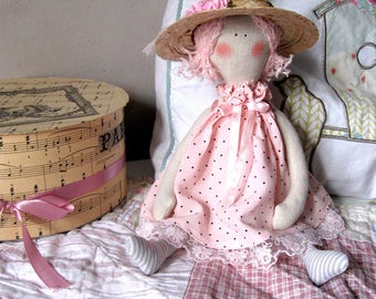Fabric doll Tilda dolls Little girls gift Shabby chic doll Gift for little girl Girls toys Pink Nursery Baby shower gift Country cottage
