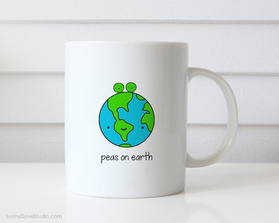 Funny Coffee Mug Pun Peas On Earth Peace Quote T For Friend