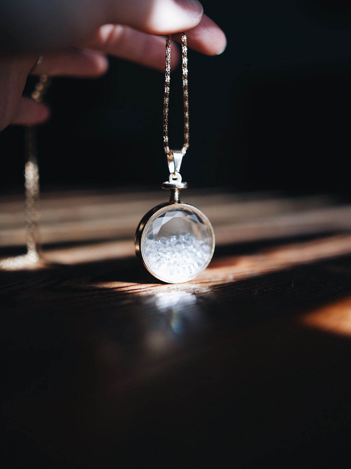 Globe snow pendant charm Snow Globe Necklace Winter Golden Cabochon Pendant Womens