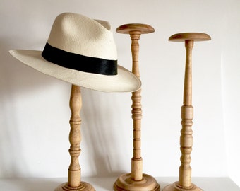 French Antique Wood Hat Stand - TALL size Hat stands 18 inches - Millinery Stand - Wig Stand - Turned Wood Hat Stand - display stands