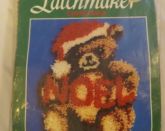 Latchmaker Christmas Bear Noel Latch Hook Rug Kit Free Shipping USA