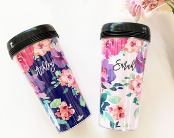 Floral Travel Mug Floral Coffee Mug Personalized Travel Mug Bridesmaid Coffee Mug Travel Mug Coffee Tumbler Coffee Cup Gifts (EB3135FL)