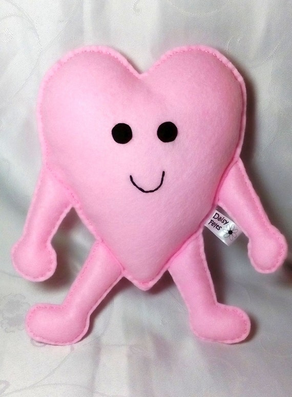 Heart Toy Felt Heart Pink Heart Doll Lover Man Toy by DaisyFelts