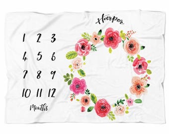 Monthly Baby blanket, personalized baby blanket, Newborn gift, Custom blanket, Baby blanket, Baby blanket personalized