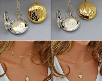 Locket Necklace, Monogram Locket, Personalized Locket Necklace, Mother Necklace, Gift For Mom, 14k Gold Filled, Sterling Silver Locket