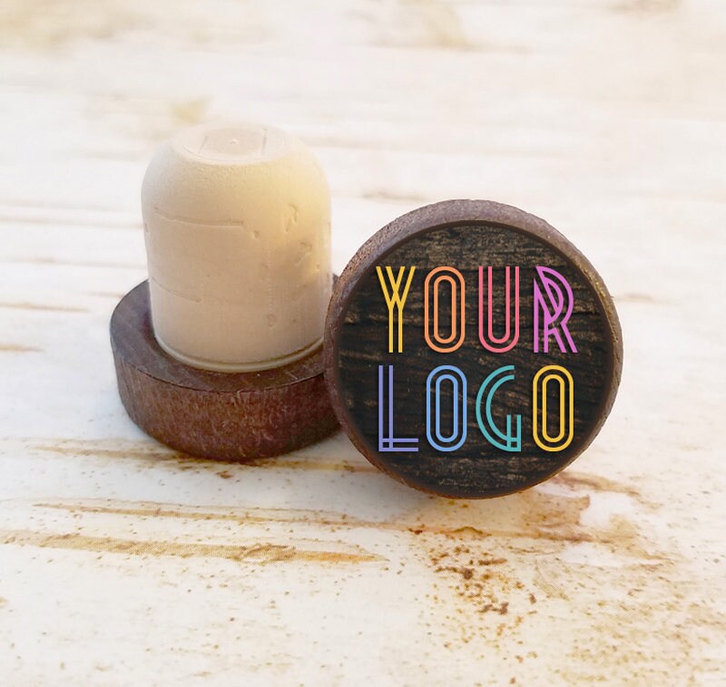 Company Logo Wine Stopper LOGO Bottle Stopper Dark Walnut