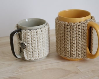 PATTERN - 2 Crochet mug cozy patterns - 2 crochet cozy patterns - Beginner crochet pattern - Crochet coffee mug cozies pattern - 2 patterns