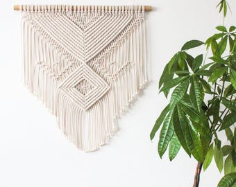 Macrame Wall Hanging > MAYA, ECRU > 100% Cotton Cord in Natural Ecru with Bamboo