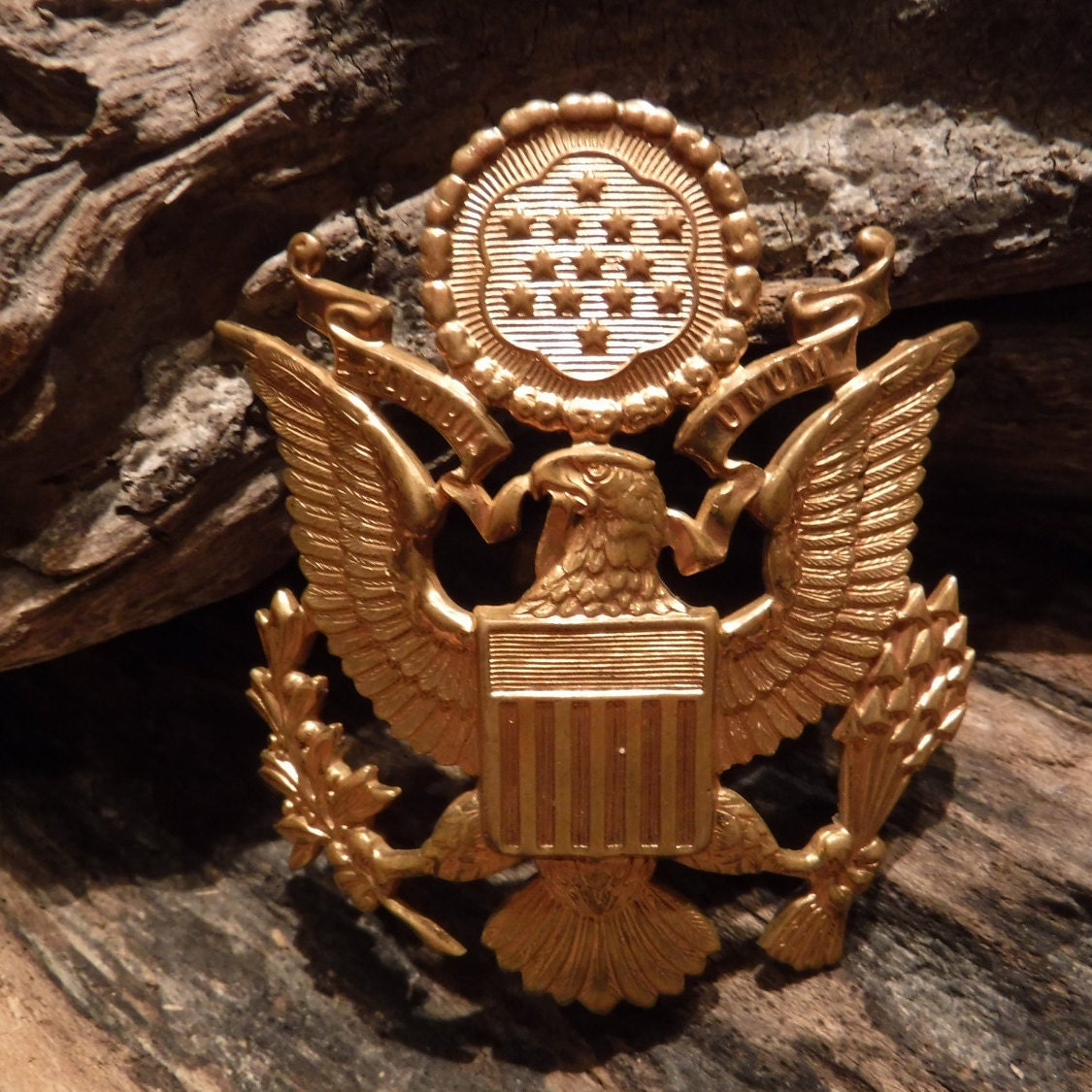 WWII US Army Eagle Shako Plate Officer Hat Insignia Pin Screw Back 13 