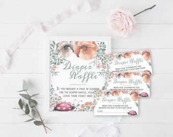 Diaper raffle ticket, Diaper raffle printable, Diaper raffle sign, Diaper raffle insert, Diaper raffle cards, Diaper raffle floral, Lady bug