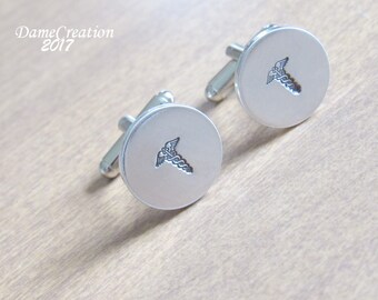 Custom Cuff Links Medical Student Gift, Personalized Cuff Links Caduceus, Gift for Doctor Gift, Wedding Party Groomsman Gift