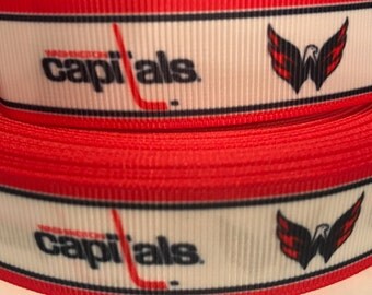 Capitals Hockey Ribbon- 7/8 inch Grosgrain Ribbon Washington Capitals Hockey Ribbon - Sports Ribbon - Hockey - Hockey Craft Supply