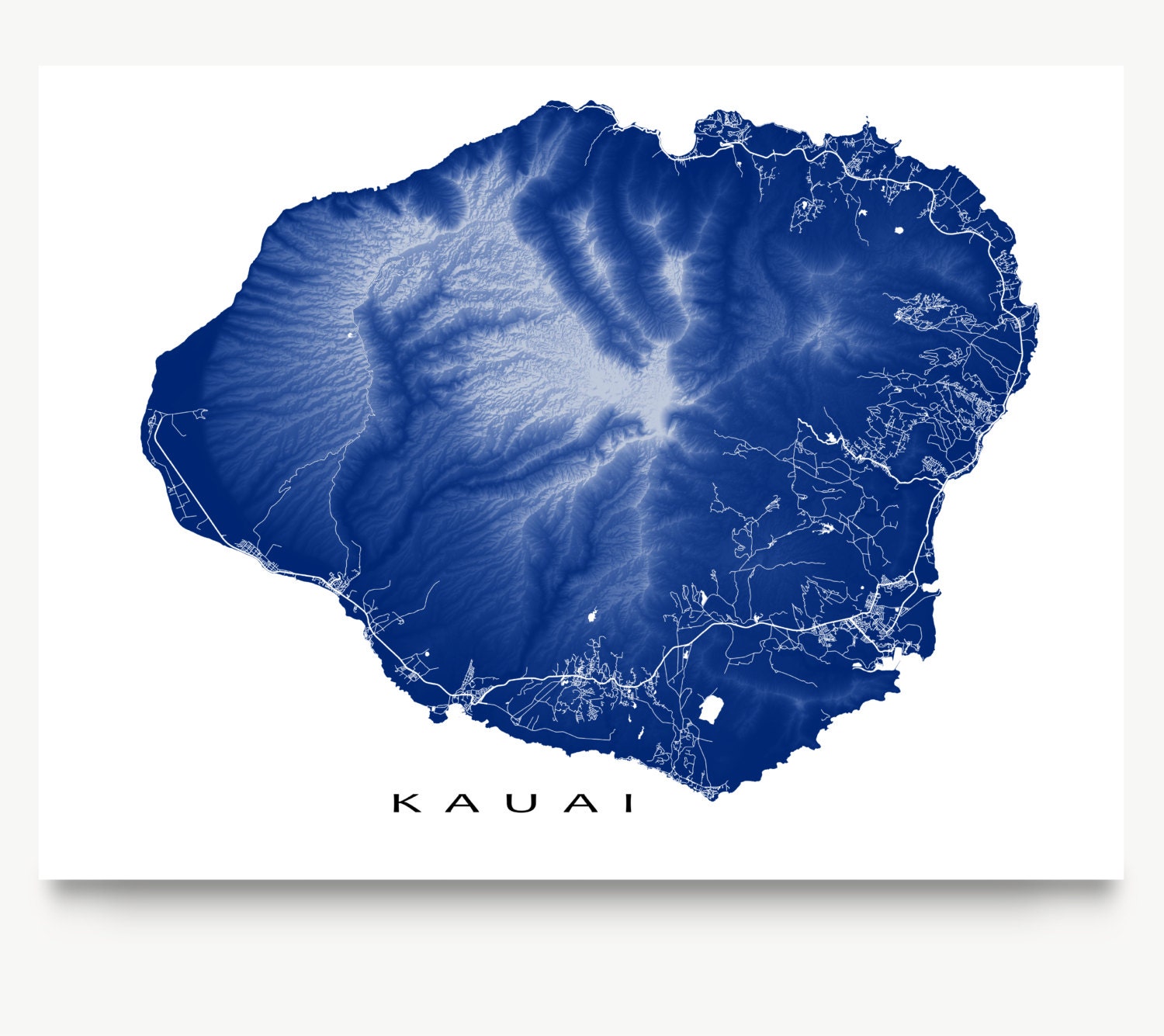 Kauai Map Print Kauai Art Hawaii Map Hawaiian Island