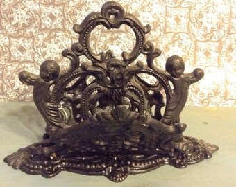 Vintage Cast Iron Letter Holder Cast Iron Napkin Holder