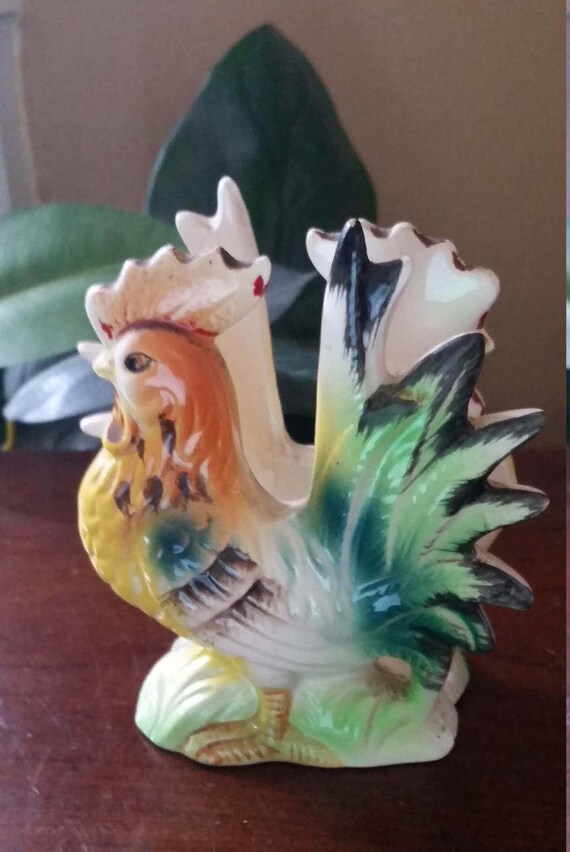 Mid Century Rooster Napkin Holder Ceramic Rooster Napkin