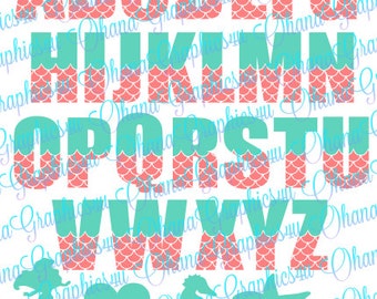 Mermaid Inspired Alphabet SVG