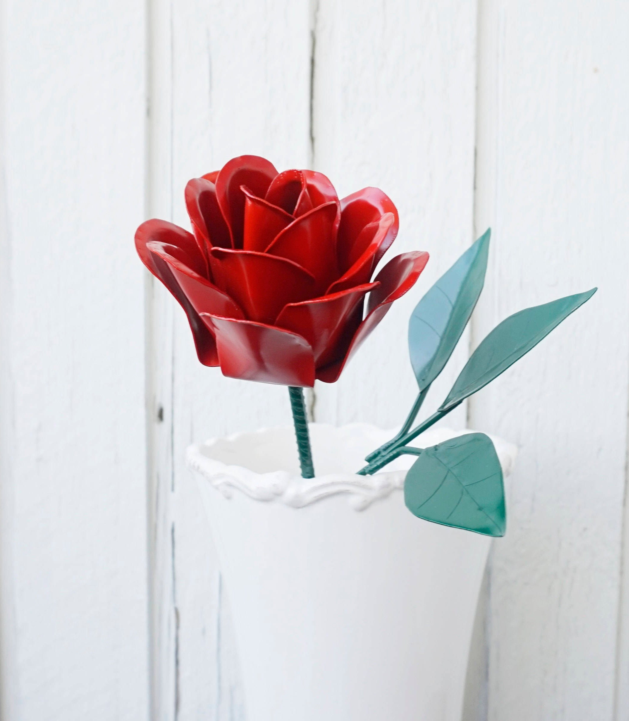 Welded long stem metal rose. Forever Rose. Eternal rose. Metal