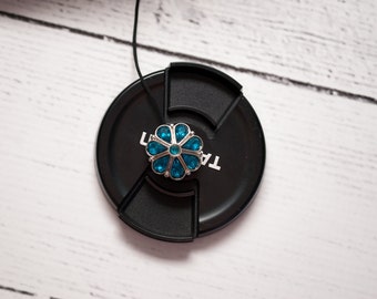 Camera Lens Cap Holder - DSLR Camera Accessories - Lens Cap Leash - Gifts for Photographer Birthday - Canon - Teardrop Crystals in Teal