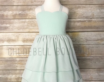 Mint Chiffon Flower Girl Dress - Mint -Pastel Toddler Flower Girl Dress - Chiffon Flower Girl - Chiffon Girls Dress - Modern Toddler Dress