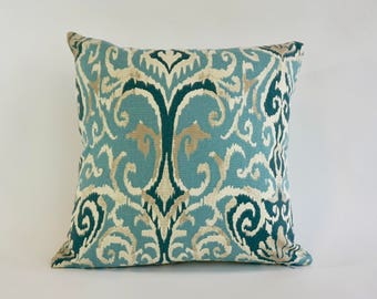 Decorative Throw Pillow Ikat Print on Medium Weight Cotton SET OF TWO