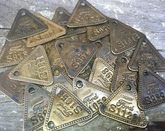 Antique Brass Tag Ford Motor Company Fordson Plant Car Truck Auto Tractor Metal Number Tag Industrial Vintage Tag Keychain Stocking Stuffer