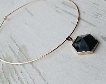 starlit - golden stone collar necklace