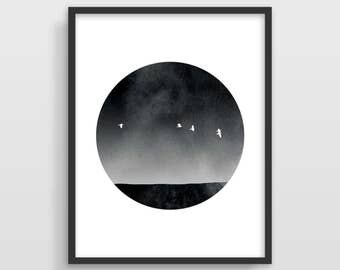 Minimalist Black and White Prints Black and White Wall Art Scandinavian Print Mid Century Modern Watercolor Print Abstract Minimalist Art