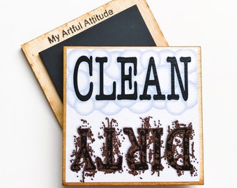 Clean Dirty Dishwasher Magnet, Dishes, Housewarming Gift, New Home, Chore Reminder Magnet