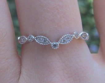contour wedding band with engagement ring