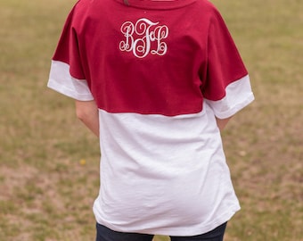 Short Sleeved Monogrammed Pom Pom Jersey | Oversized Pom Pom Shirt | Monogram Gift | Oversized Shirt | Spirit Jersey | Gift for Her