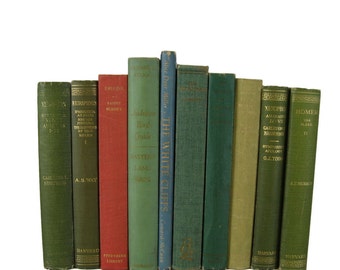Vintage Books for Interior Design and Home Decor, Green Decorative Books,