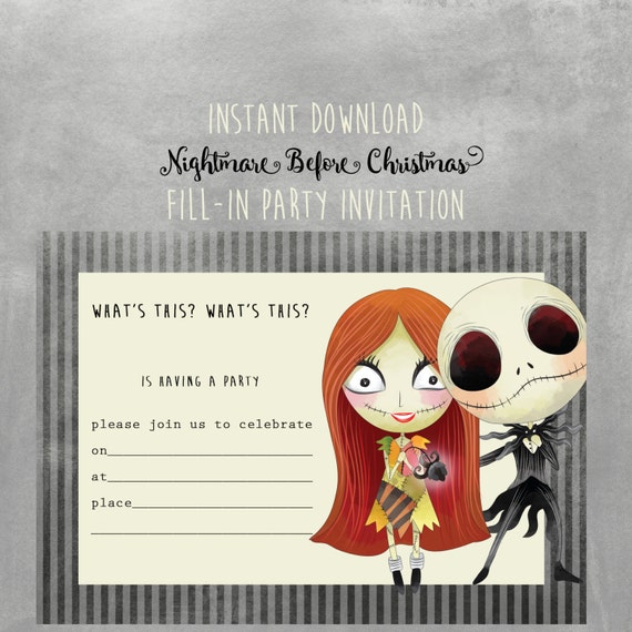 Nightmare Before Christmas Party Invitation Instant Download Fill in
