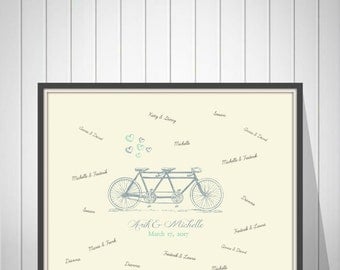Tandem Bicycle Guest Book, Wedding Guestbook Poster, Unique Guest Book, Guest Book Alternative , Spring Wedding, Bike Wedding - 70577