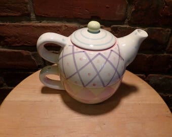 Three piece tea for one, tea for one, pastel teapot, teapot for one, gift for her