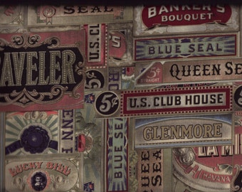 BTY Eclectic Elements CIGAR BOX Print 100% Cotton Quilt Crafting Tim Holtz Fabric by the Yard