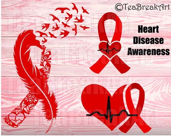 Download Heart Disease Awareness zentangle feather bird flying Cutting