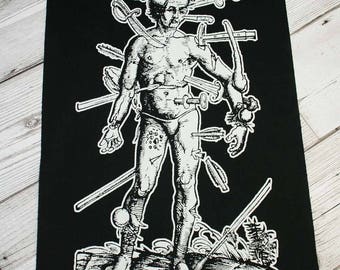 Pain back patch - black metal back patch, goth back patch, heavy metal patch, death metal patches, black magic patch, medieval art, dark art