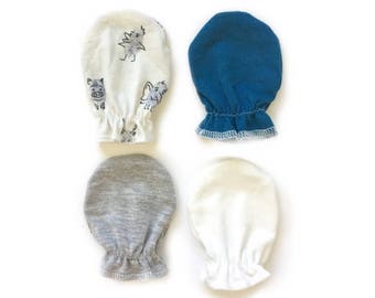 No Scratch Mittens, Newborn Mittens - 4 Pairs