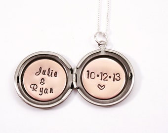 Wedding date necklace - Personalized locket - Anniversary date necklace - Locket necklace - Custom date necklace - Secret message locket