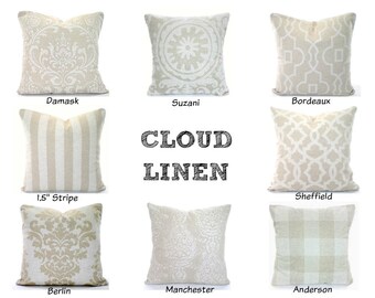 Tan Off White Decorative Pillow Covers, Cushions, Decorative Throw Pillows, Linen Look Tone on Tone Shabby Chic, Mix & Match All Sizes