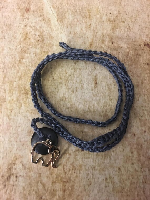 Charm wrap bracelet, elephant charm, wrap bracelet, grey bracelet, charm bracelet, womens jewelry, womens accessories, elephany jewelry
